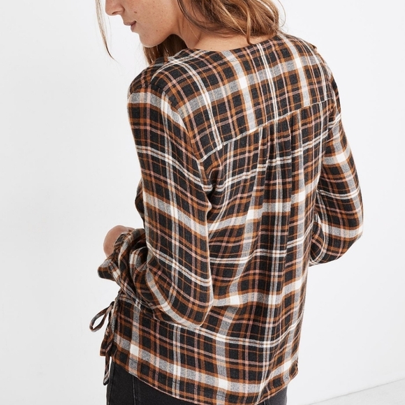 Madewell Plaid Gauze Doubke Tie Wrap Top Gwen Plaid Size XS NWT - Picture 2 of 7